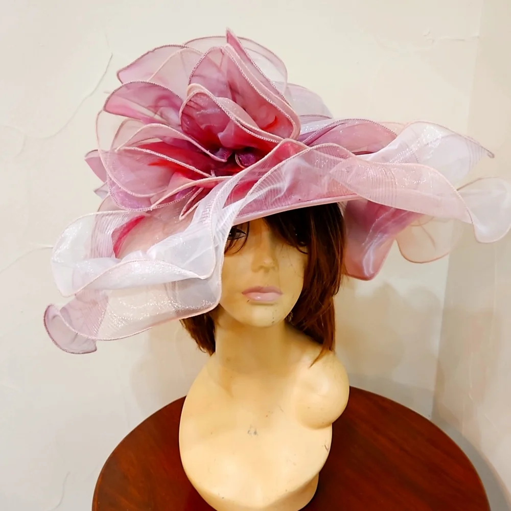 NWT‎ BLUSH PINK 2 IN 1 VELCRO FABULOUS DERBY CHURCH TEA SHOWER WEDDING HAT